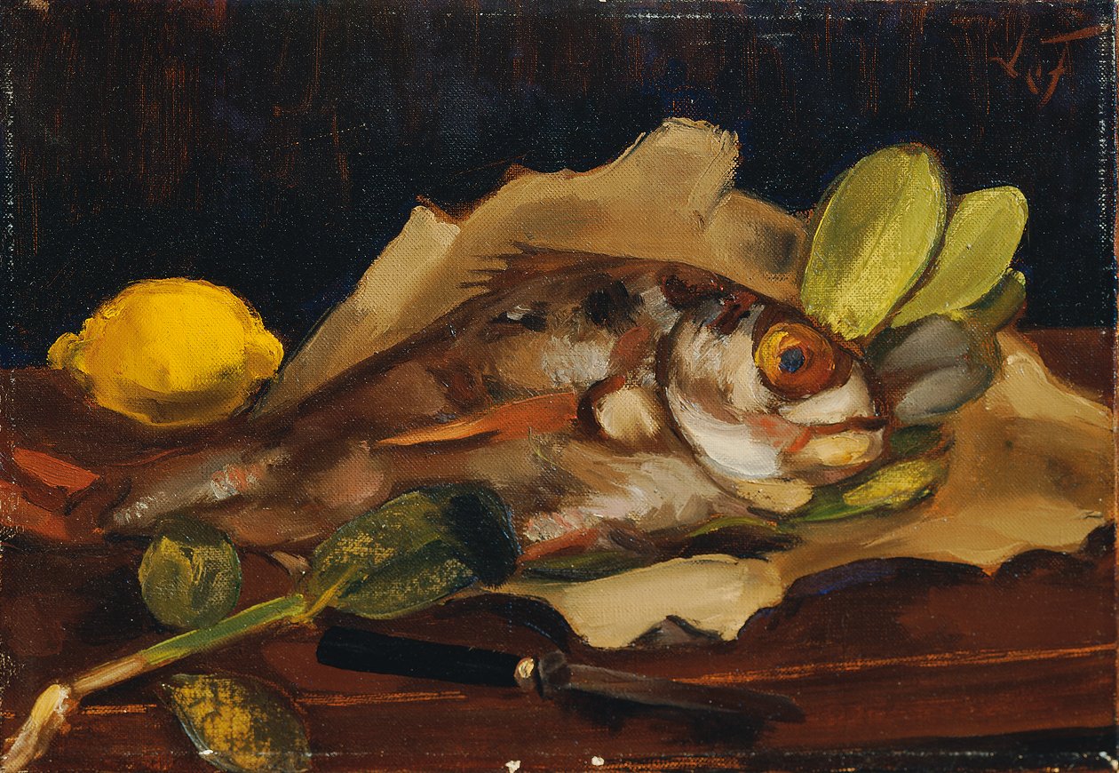 Rybí zátiší s citronem od Henri Victor Gabriel Le Fauconnier