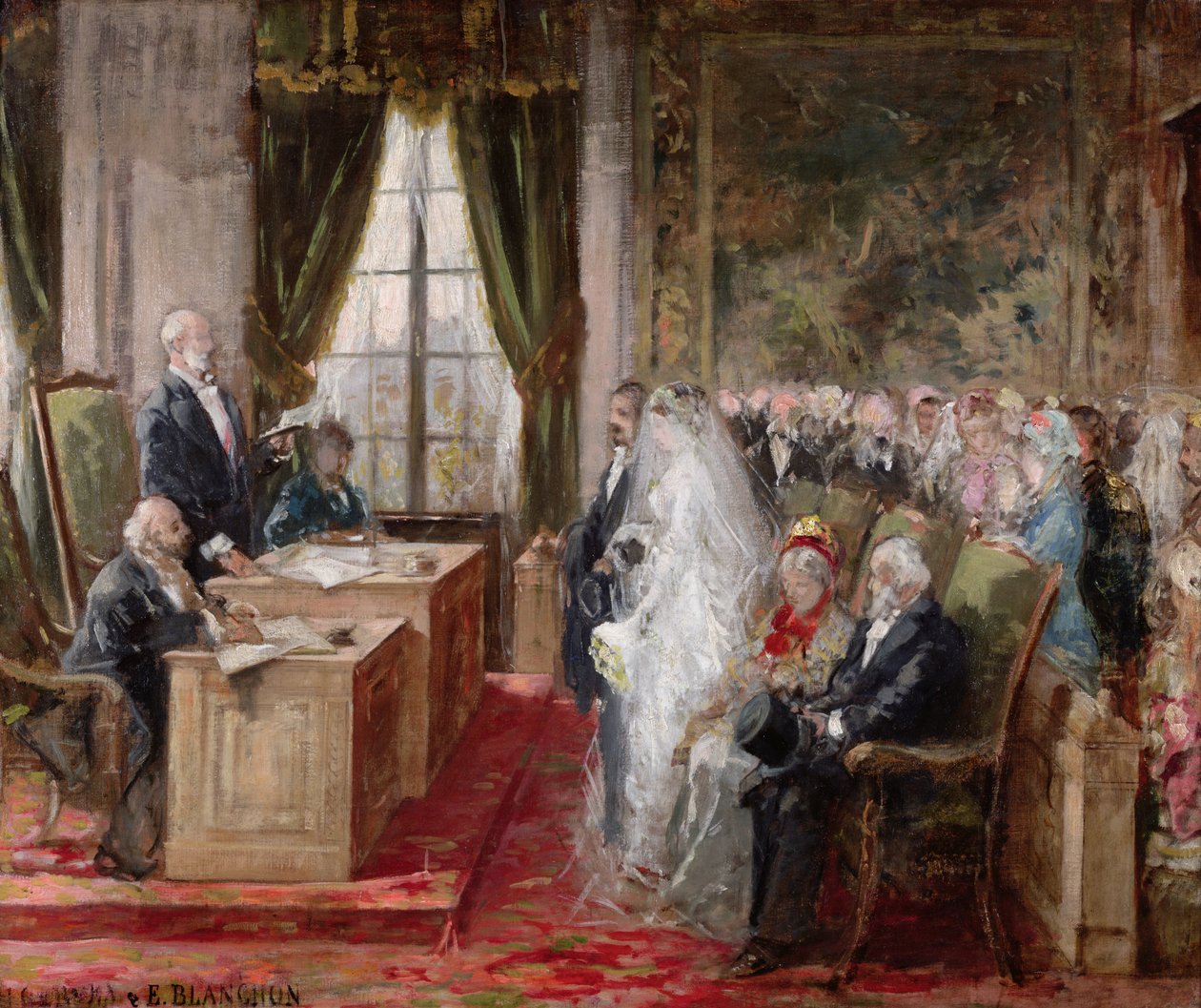 Studie pro civilní sňatek na radnici 19. okrsku, 1881 od Henri Gervex