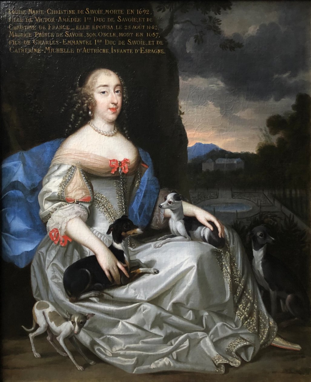 Francouzština:  Louise Marie-Christine, princesse de Savoie () Portrét Anny Marie Luisy Orleánské s posmrtným nápisem, který ji identifikuje jako Luisu Kristinu Savojskou. od Henri and Charles Beaubrun