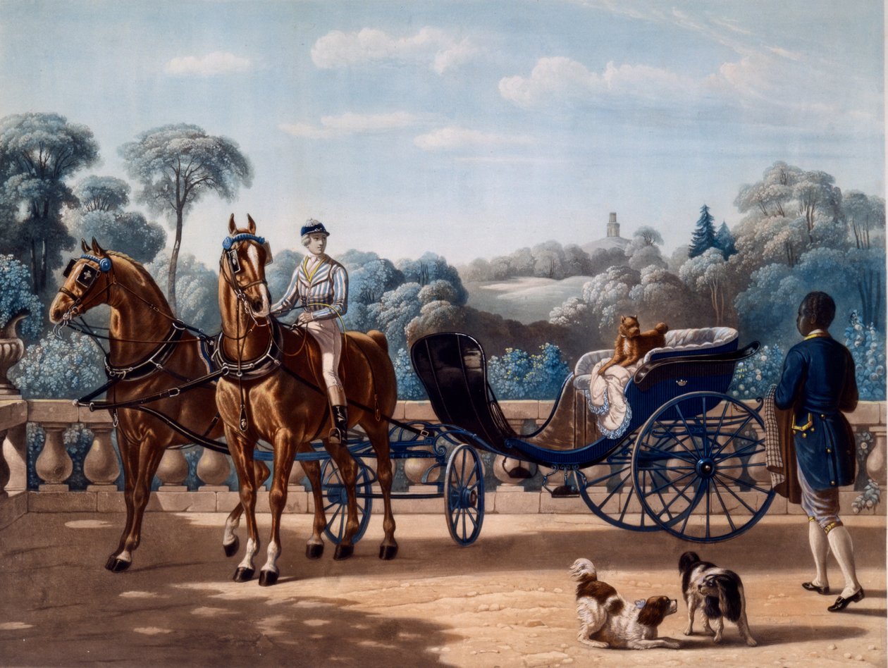 Kůň a kočár, první polovina C19 od Henri dAinecy Montpezat