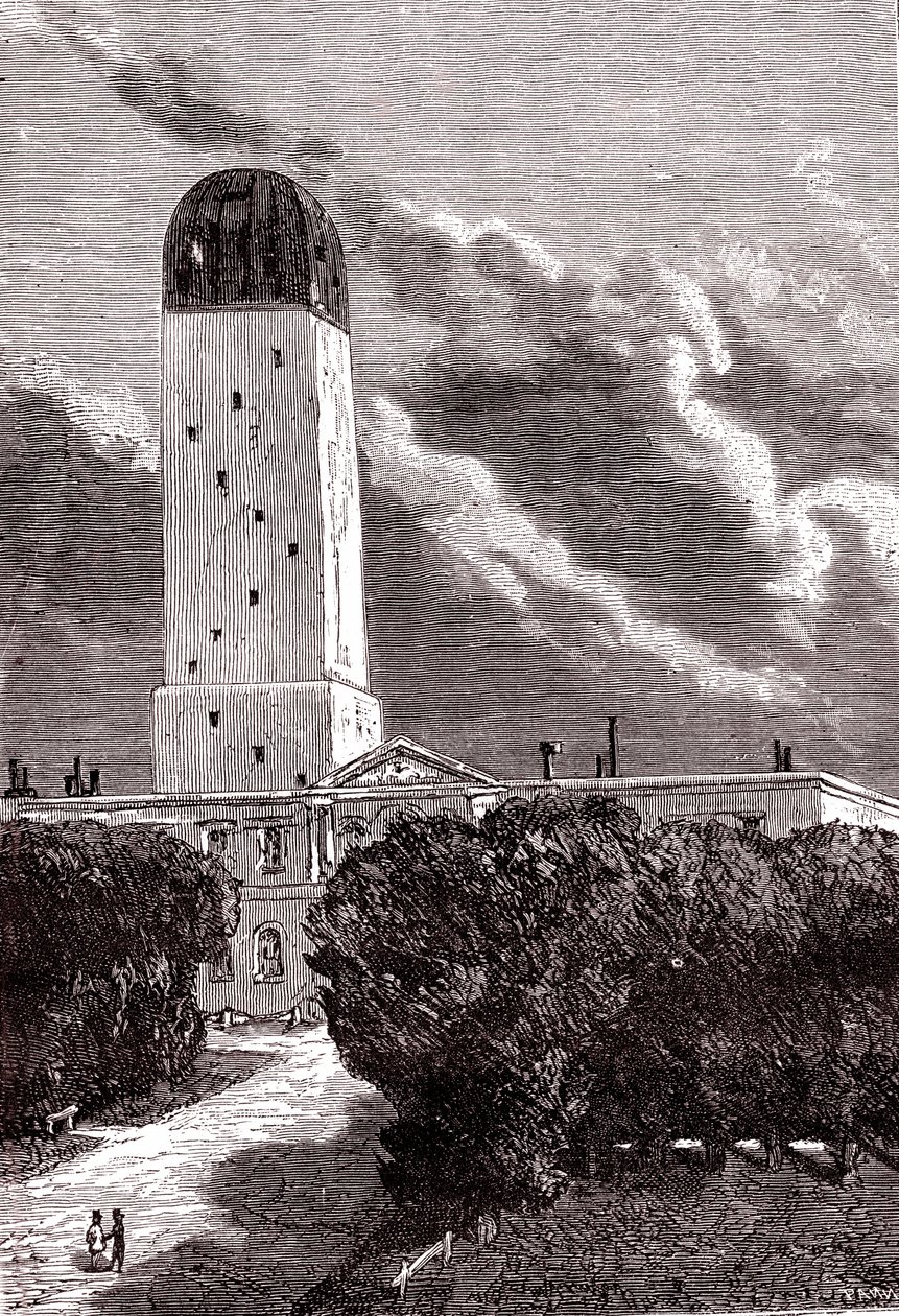 Cambridgeská observatoř, „Ze Země na Měsíc“ od Julese Verna od Henri de (after) Montaut