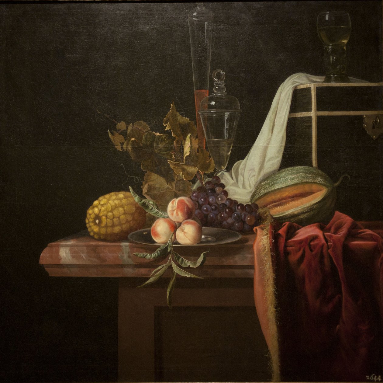Zátiší se sklem a ovocem, cca 1675 od Henri de Fromantiou