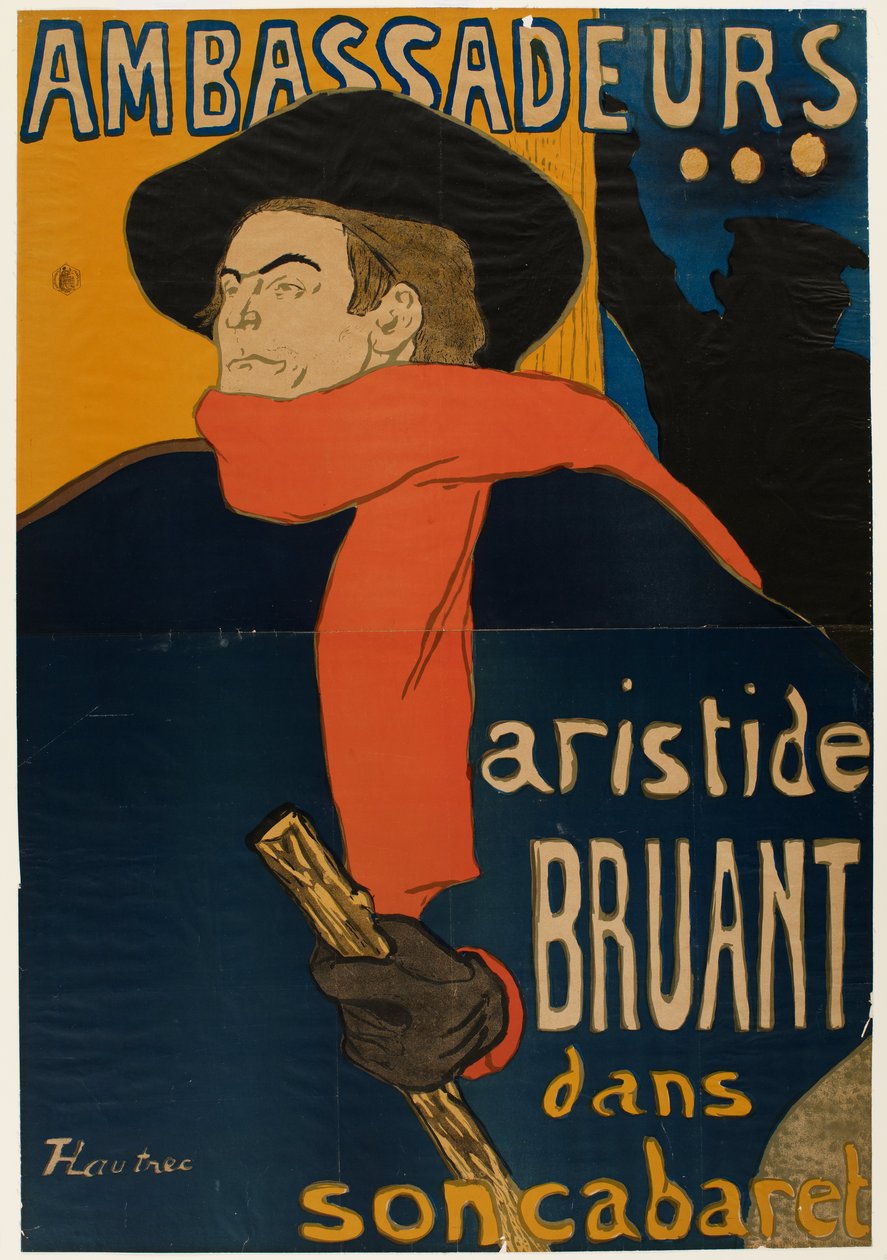 Velvyslanci: Aristide Bruant ve svém kabaretu od Henri de Toulouse-Lautrec