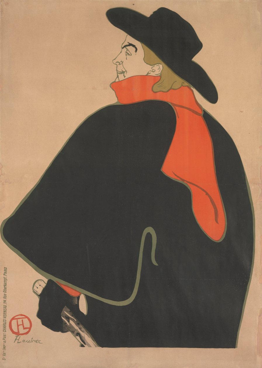 Aristide Bruant ve svém kabaretu od Henri de Toulouse-Lautrec
