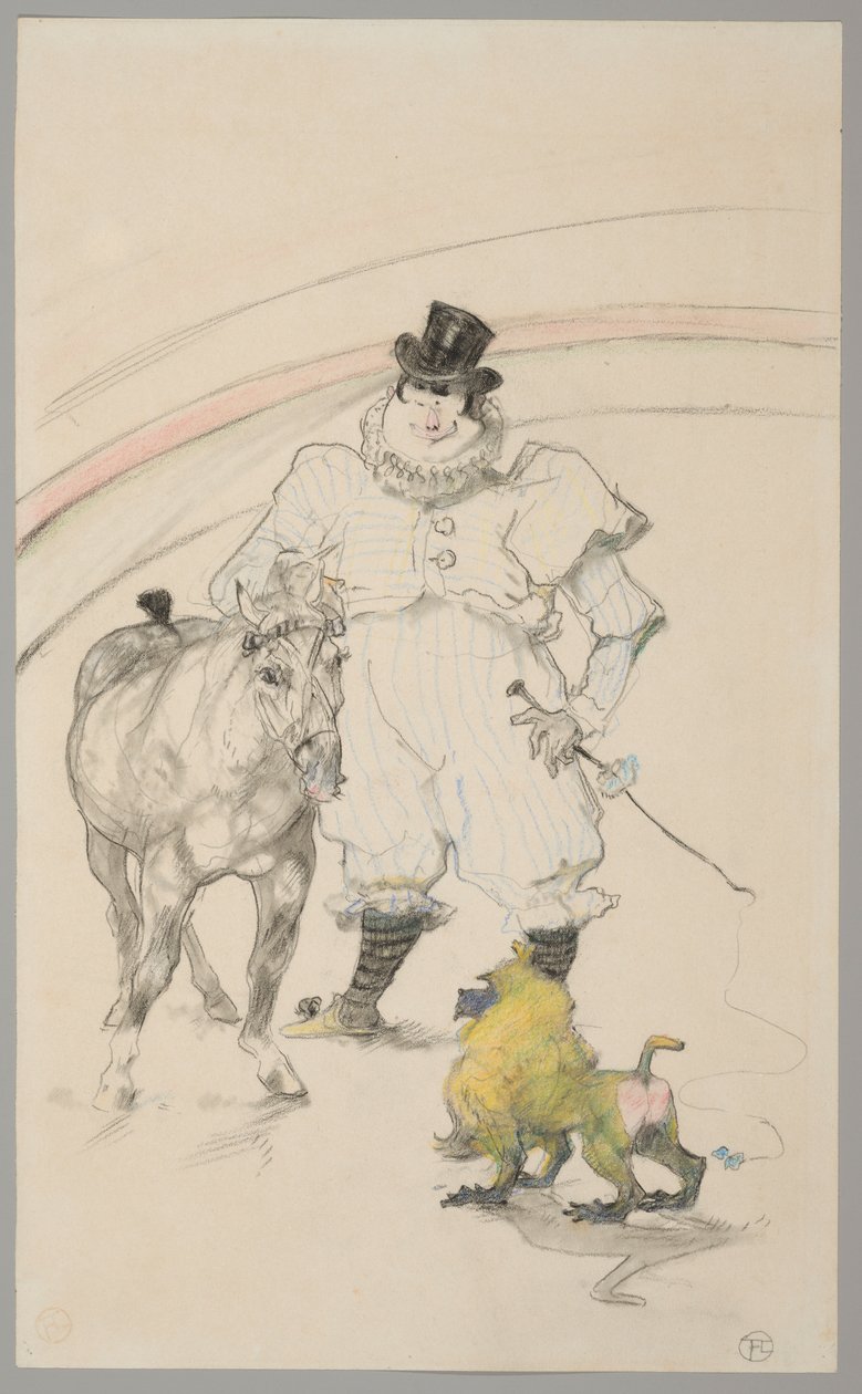 V cirkuse: cvičený poník a pavián od Henri de Toulouse-Lautrec
