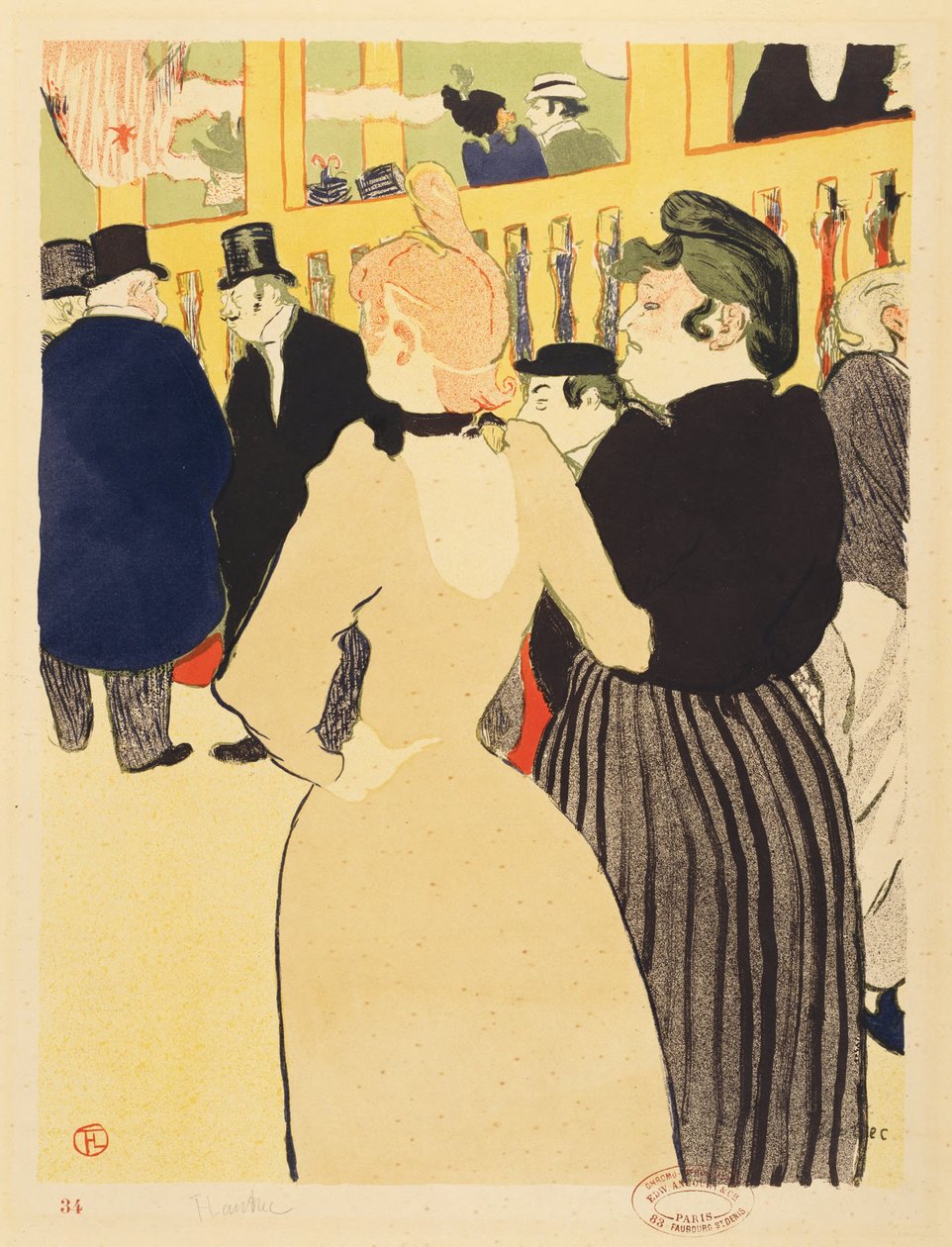 V Moulin Rouge (La Goulue a její sestra) od Henri de Toulouse-Lautrec