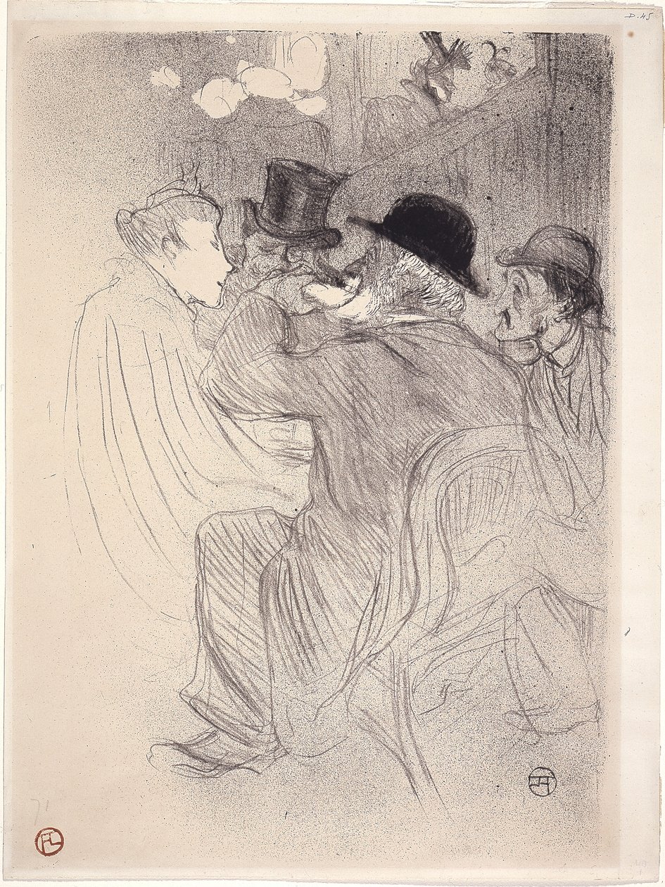 V Moulin Rouge: Hrubý! Skutečně hrubý! (V Moulin Rouge - A Rude! A True Rude!) 1893 (litografie) od Henri de Toulouse-Lautrec