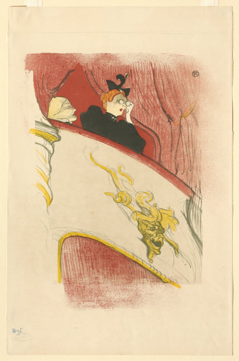 Balkón se zlacenou groteskní maskou od Henri de Toulouse-Lautrec