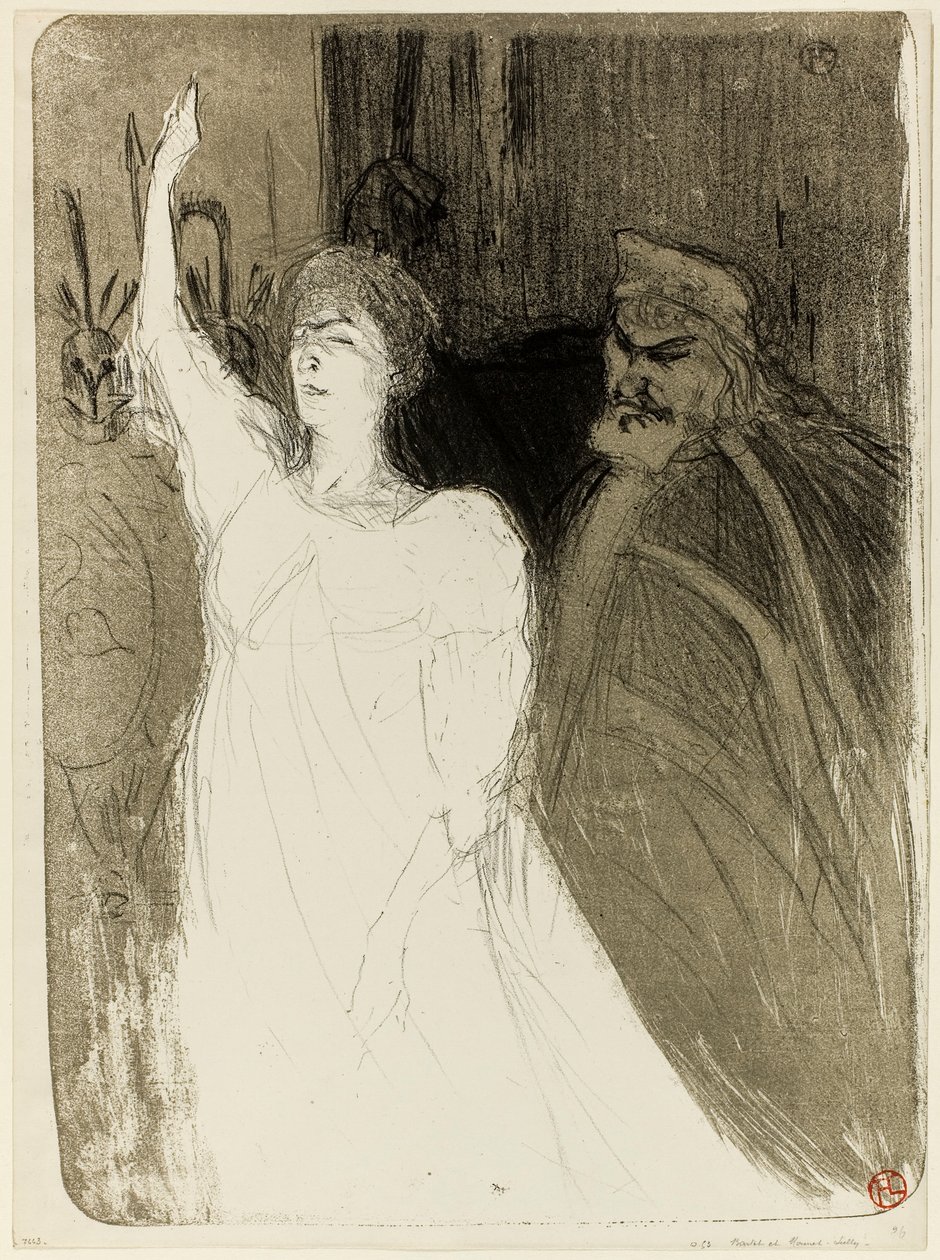 Bartet a Mounet-Sully v Antigoně od Henri de Toulouse-Lautrec