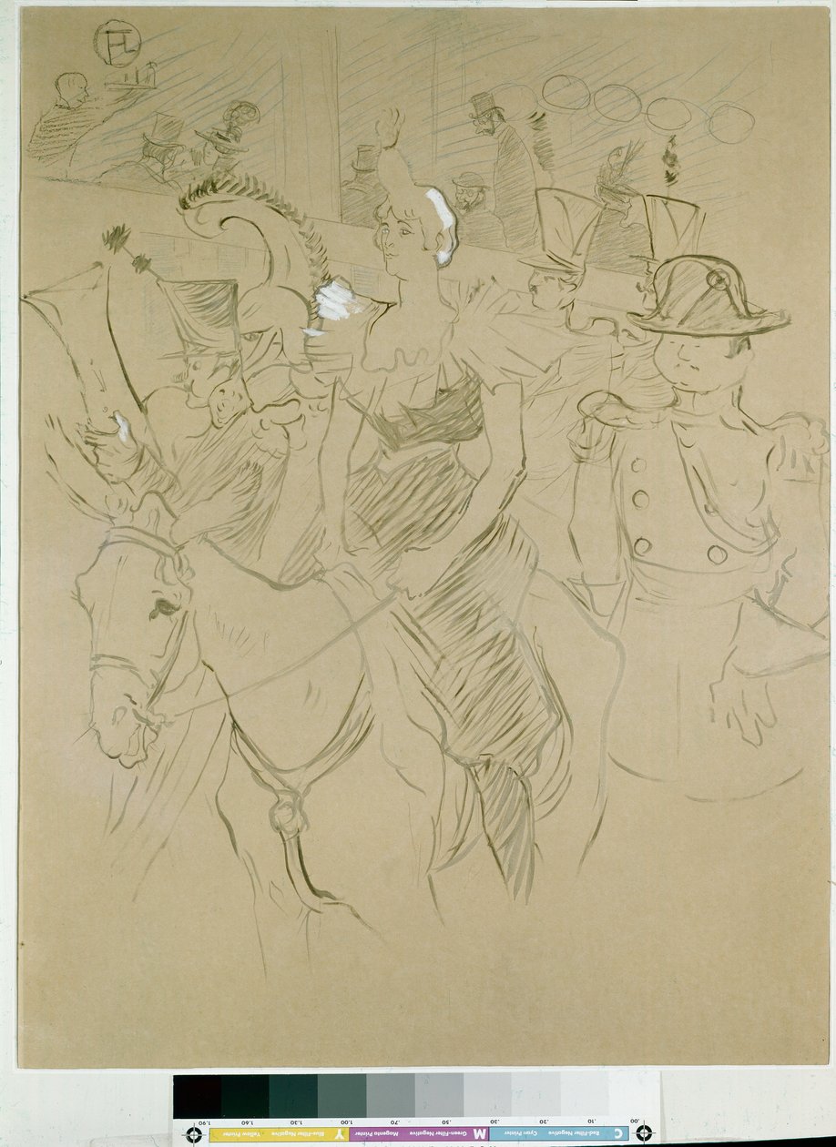 Karneval v Moulin Rouge: vchod do Cha-u-kao, kolem roku 1896 (čínský inkoust se štětcem, tužky a bílá na papíře) od Henri de Toulouse Lautrec