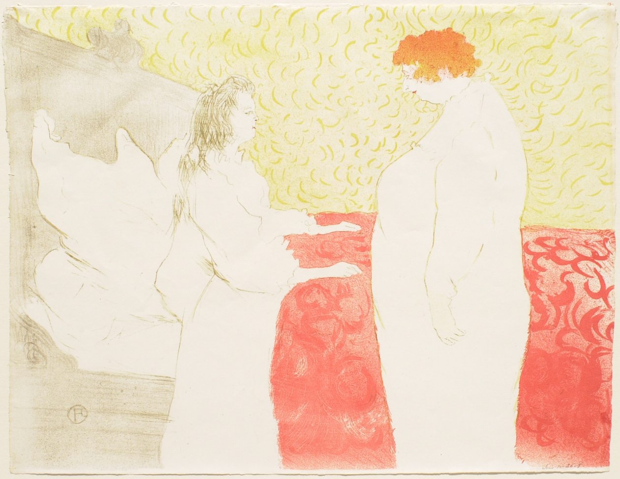 Elles: Žena v posteli, zobrazená z profilu - Probuzení od Henri de Toulouse-Lautrec
