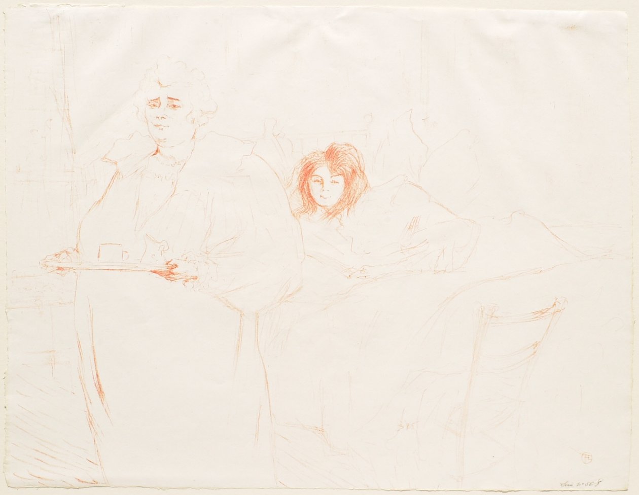 Elles: Žena s podnosem: Snídaně - paní Baron a slečna Popo od Henri de Toulouse-Lautrec