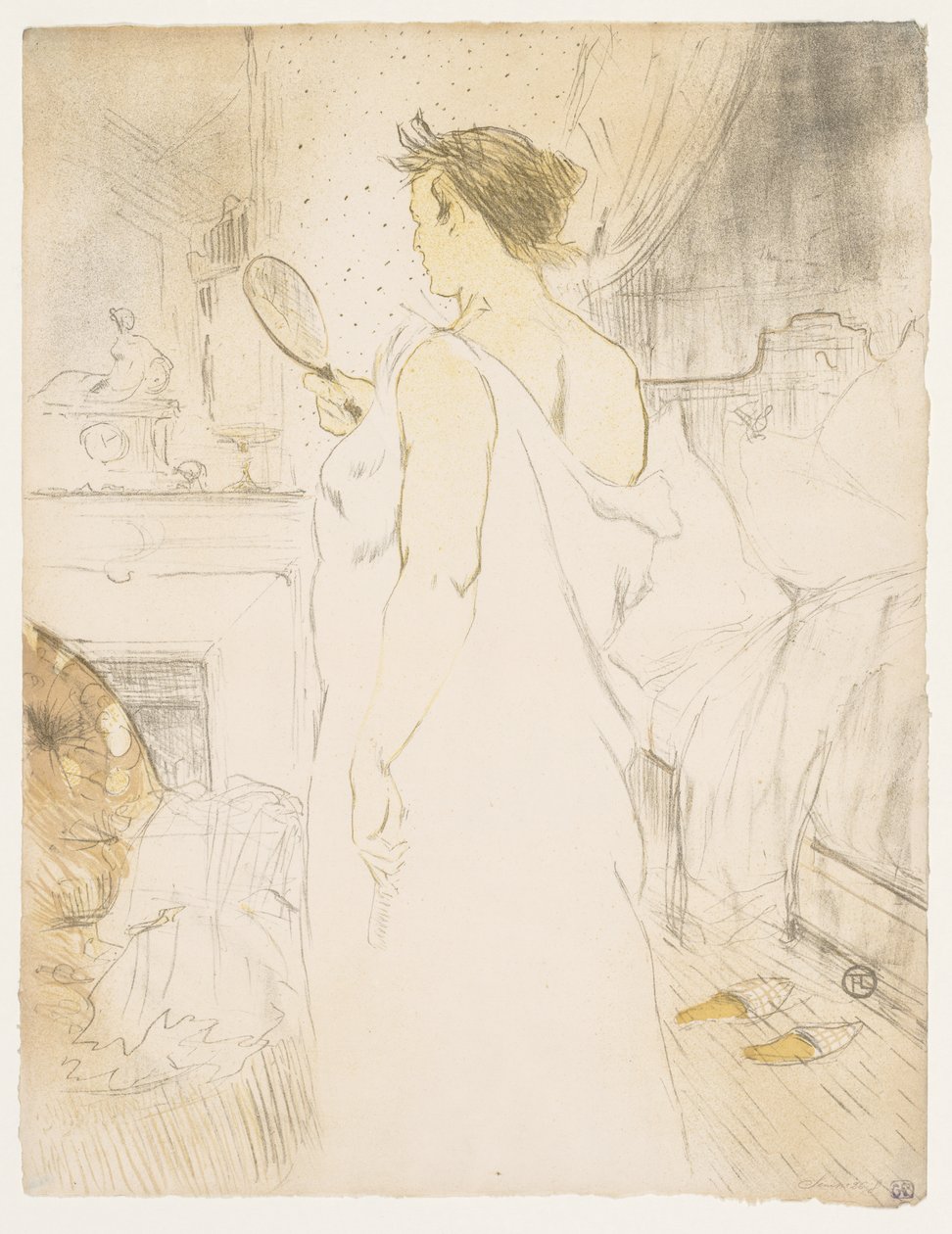 Elles: Žena se zrcátkem na ruce od Henri de Toulouse-Lautrec