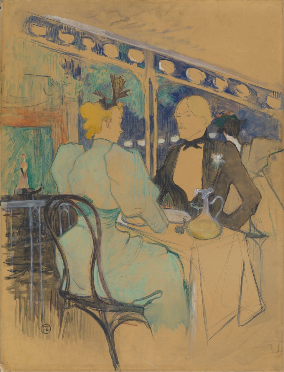 Módní lidé v Les Ambassadeurs (V Les Ambassadeurs: Styloví lidé) od Henri de Toulouse-Lautrec
