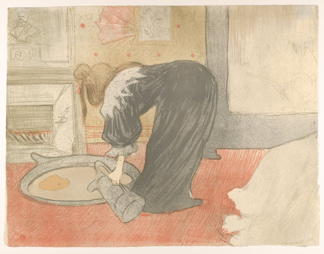 Napouštění vany, z díla „Elles“ od Henri de Toulouse-Lautrec