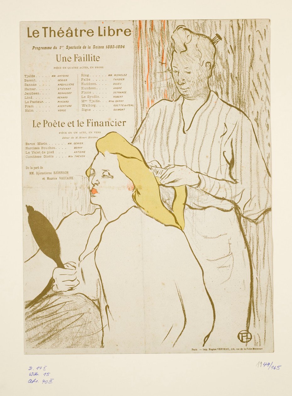 Kadeřník, program divadla Théâtre Libre od Henri de Toulouse-Lautrec