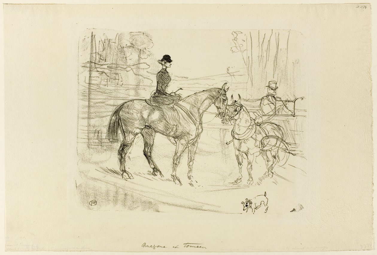 Jezdkyně a vozík od Henri de Toulouse-Lautrec