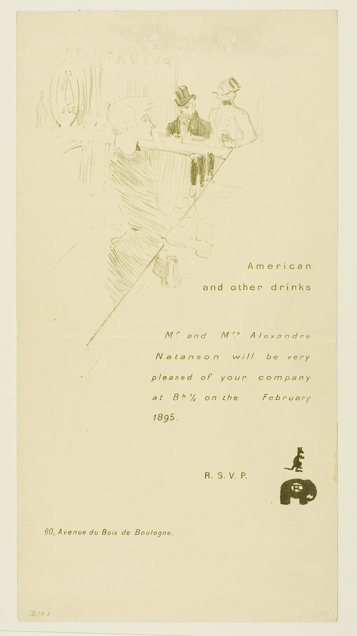 Pozvánka pro manžele Alexandre Natansonovi od Henri de Toulouse-Lautrec