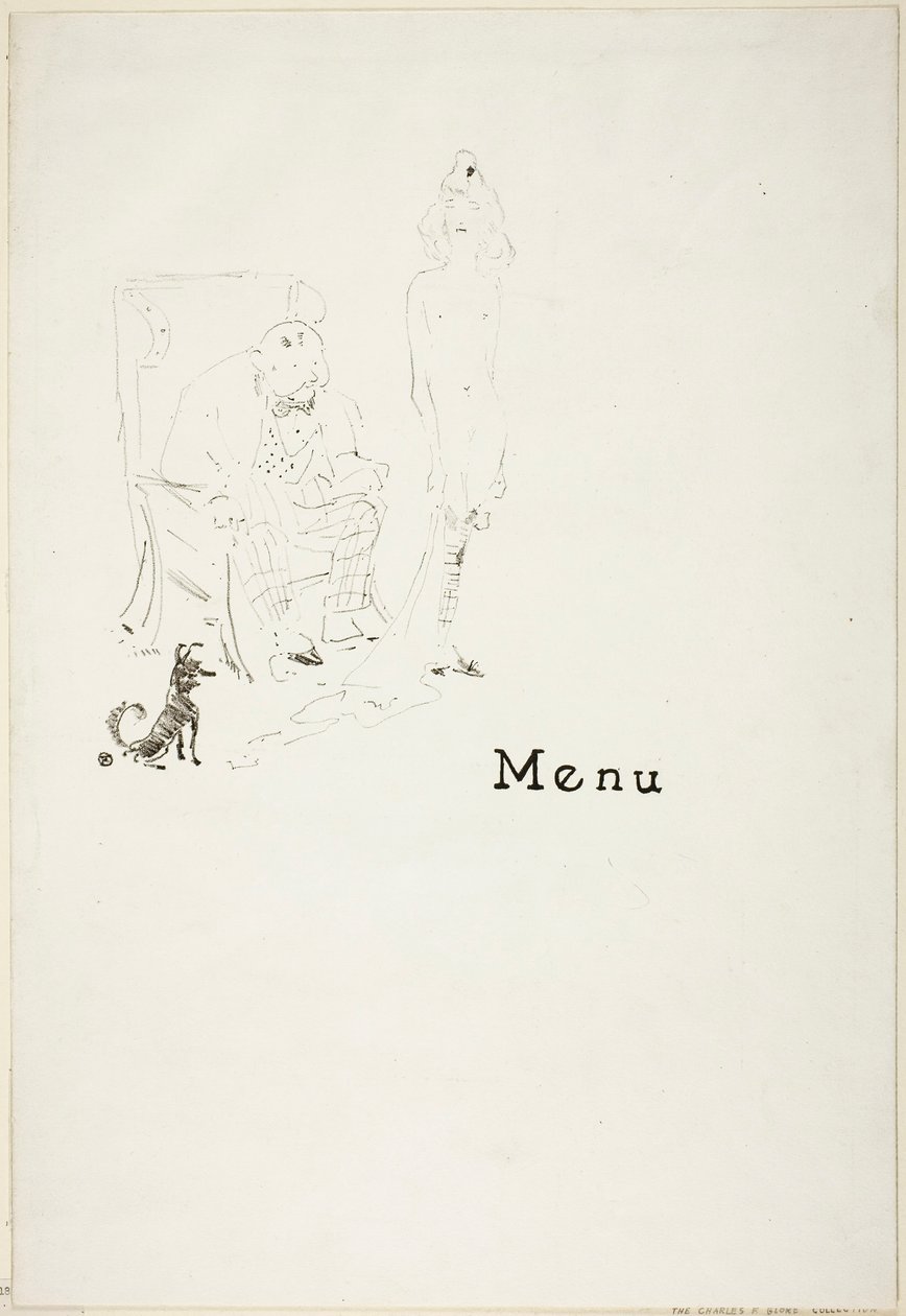 Nahá dívenka: Jídelní lístek od Henri de Toulouse-Lautrec