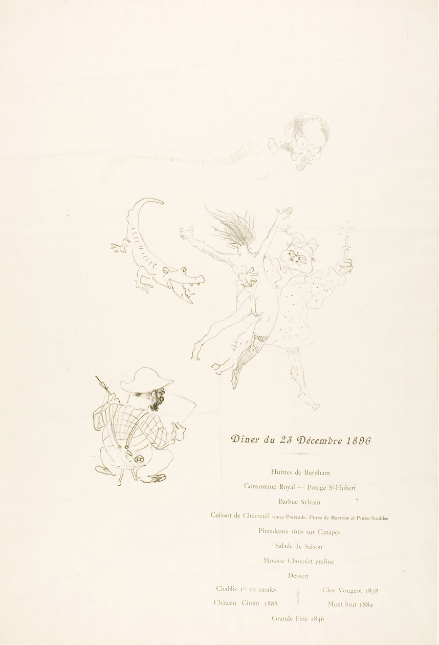 Le crocodile, Menu od Henri de Toulouse-Lautrec