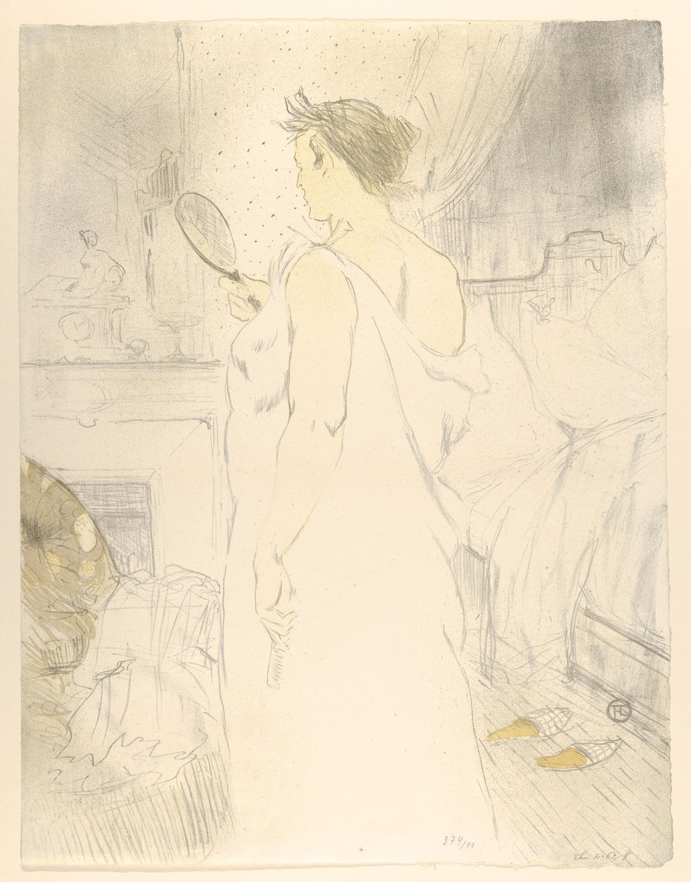 Pohled do zrcadla, z "Elles" od Henri de Toulouse-Lautrec