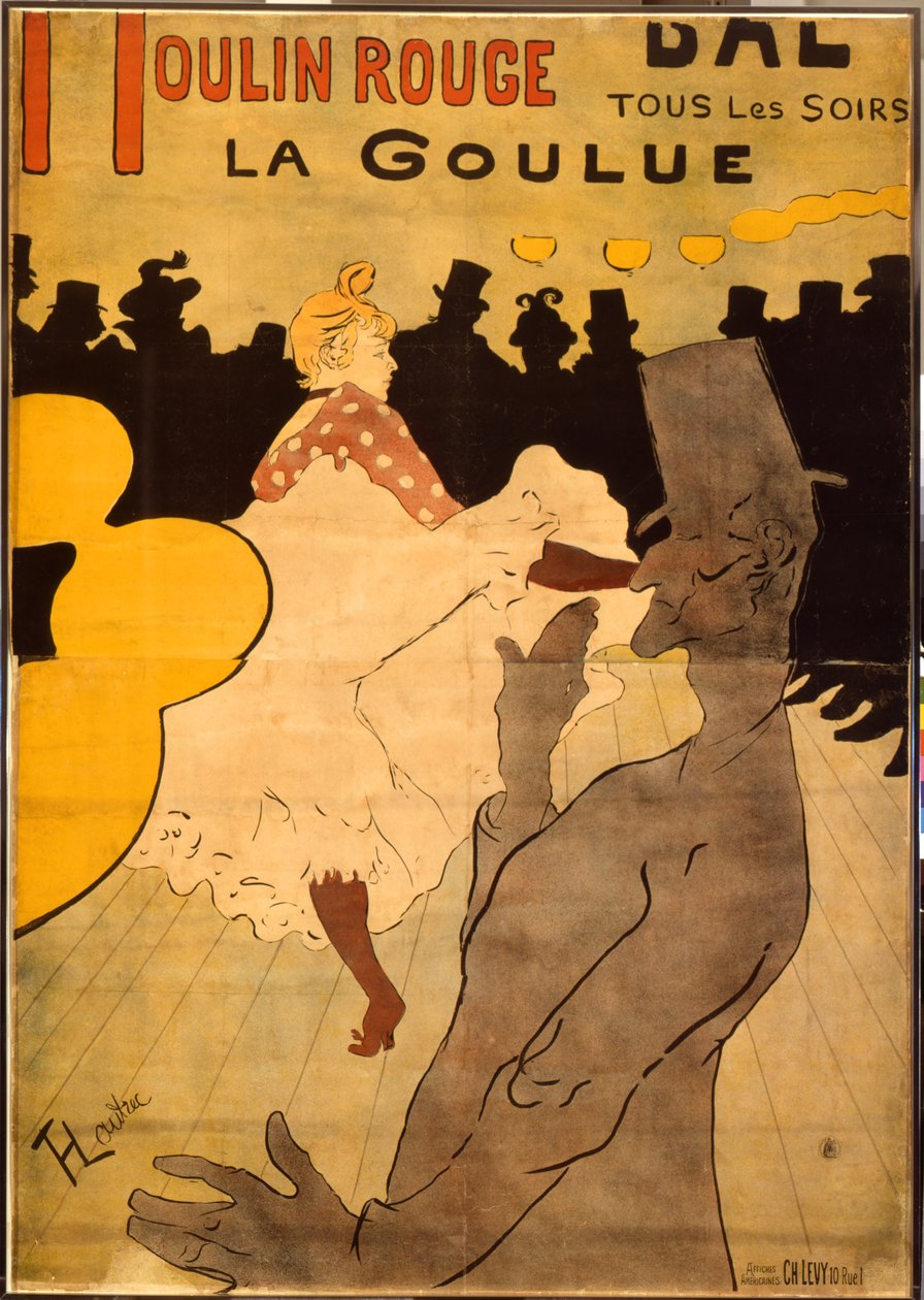 Moulin Rouge-La Goulue (barevná litografie) od Henri de Toulouse Lautrec