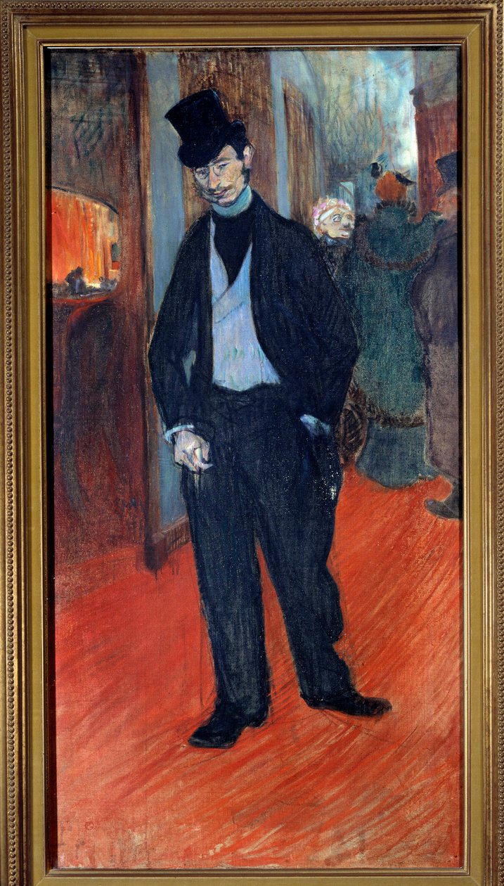 Portrét doktora Gabriela Tapie de Celeyran (1869-1930) v zákulisí divadla Obraz Henri de Toulouse Lautreca (1864-1901) 1894 Ne. 1,1x0,56 m Albi, musee Toulouse Lautrec - Celovečerní portrét Dr. Gabriel Tapie de Celeyran (1869-1930) od Henri de Toulouse Lautrec