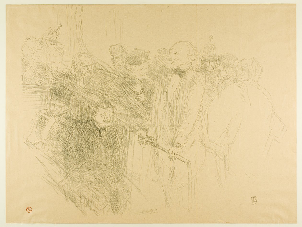 The Arton Trial, Ribot Giving Evidence (druhá deska) od Henri de Toulouse-Lautrec