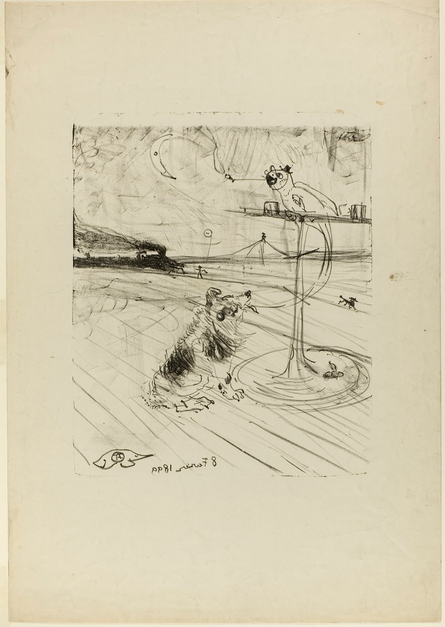 Pes a papoušek od Henri de Toulouse-Lautrec