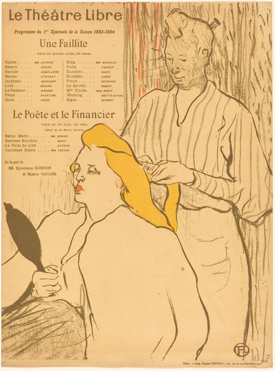 The Hairdresser – Program divadla Théâtre-Libre (Kadeřník – Program divadla Théâtre-Libre) od Henri de Toulouse-Lautrec