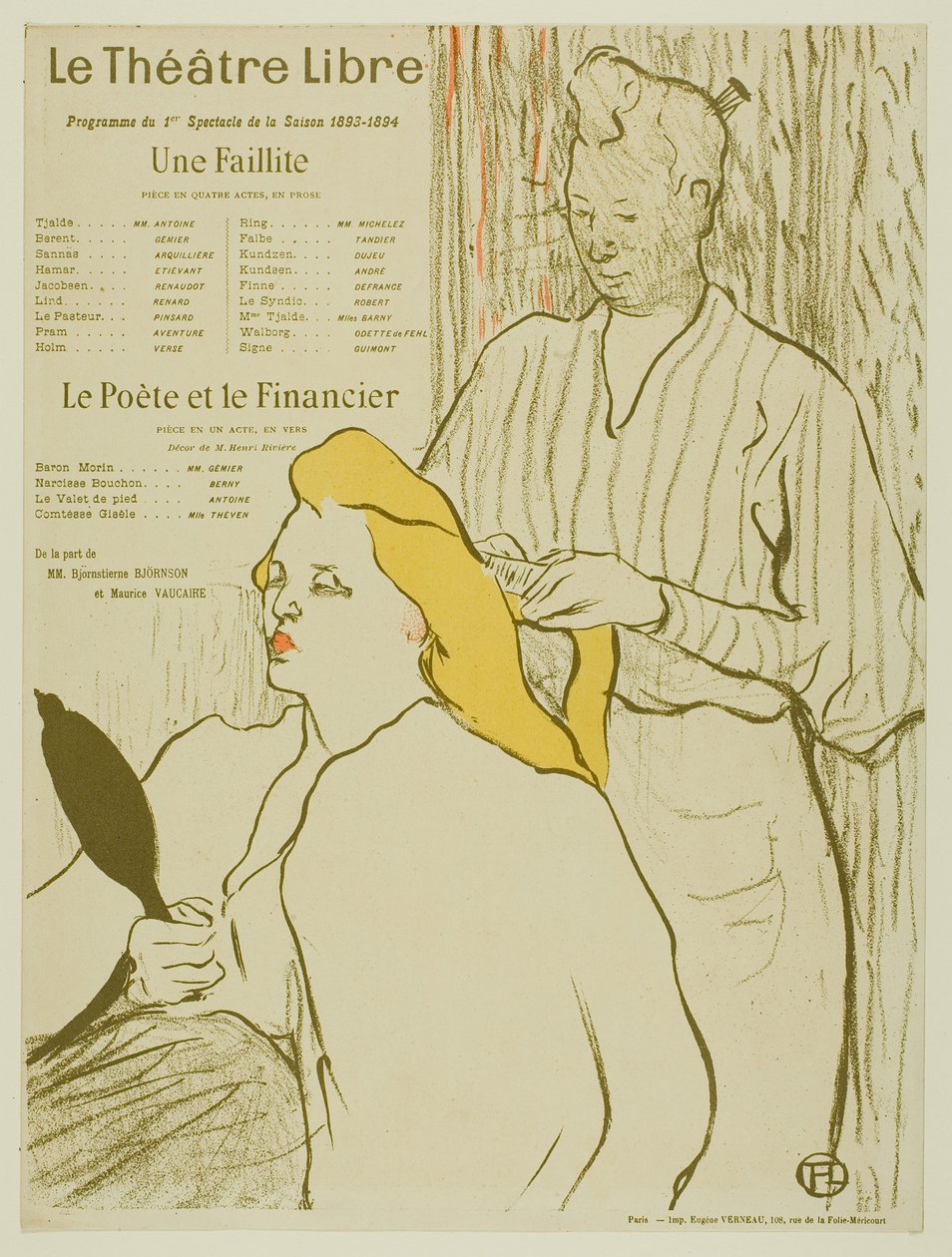 Kadeřník, Program pro Théâtre Libre od Henri de Toulouse-Lautrec