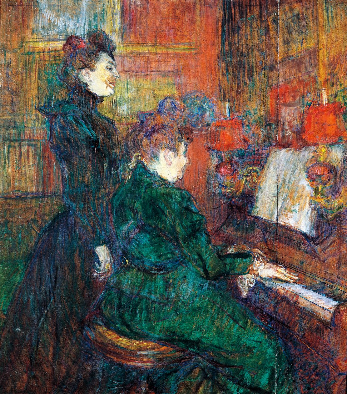 Lekce zpěvu, Henri de Toulouse Lautrec, olej na kartonu od Henri de Toulouse Lautrec