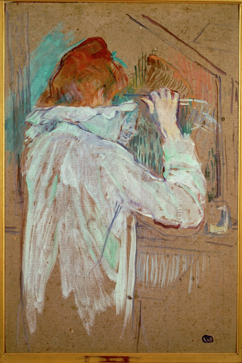 Žena si kulmuje vlasy (malba na plátně) od Henri de Toulouse-Lautrec