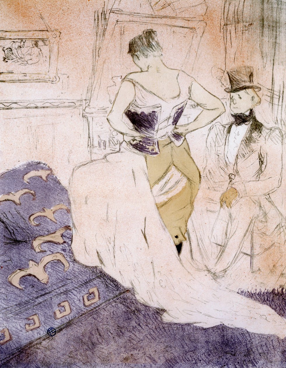 Žena v korzetu z filmu "Elles od Henri de Toulouse-Lautrec