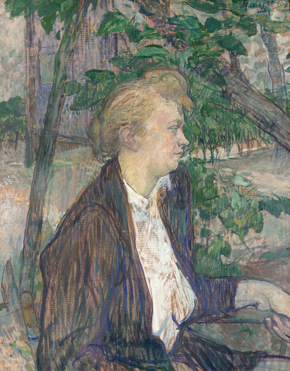 Žena sedící v zahradě od Henri de Toulouse Lautrec