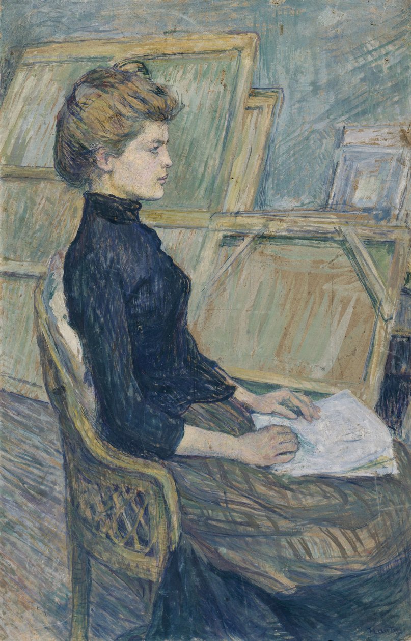 Mladá dívka v ateliéru (Hélène Vary), asi 1889 (kvaš na papíře) od Henri de Toulouse Lautrec