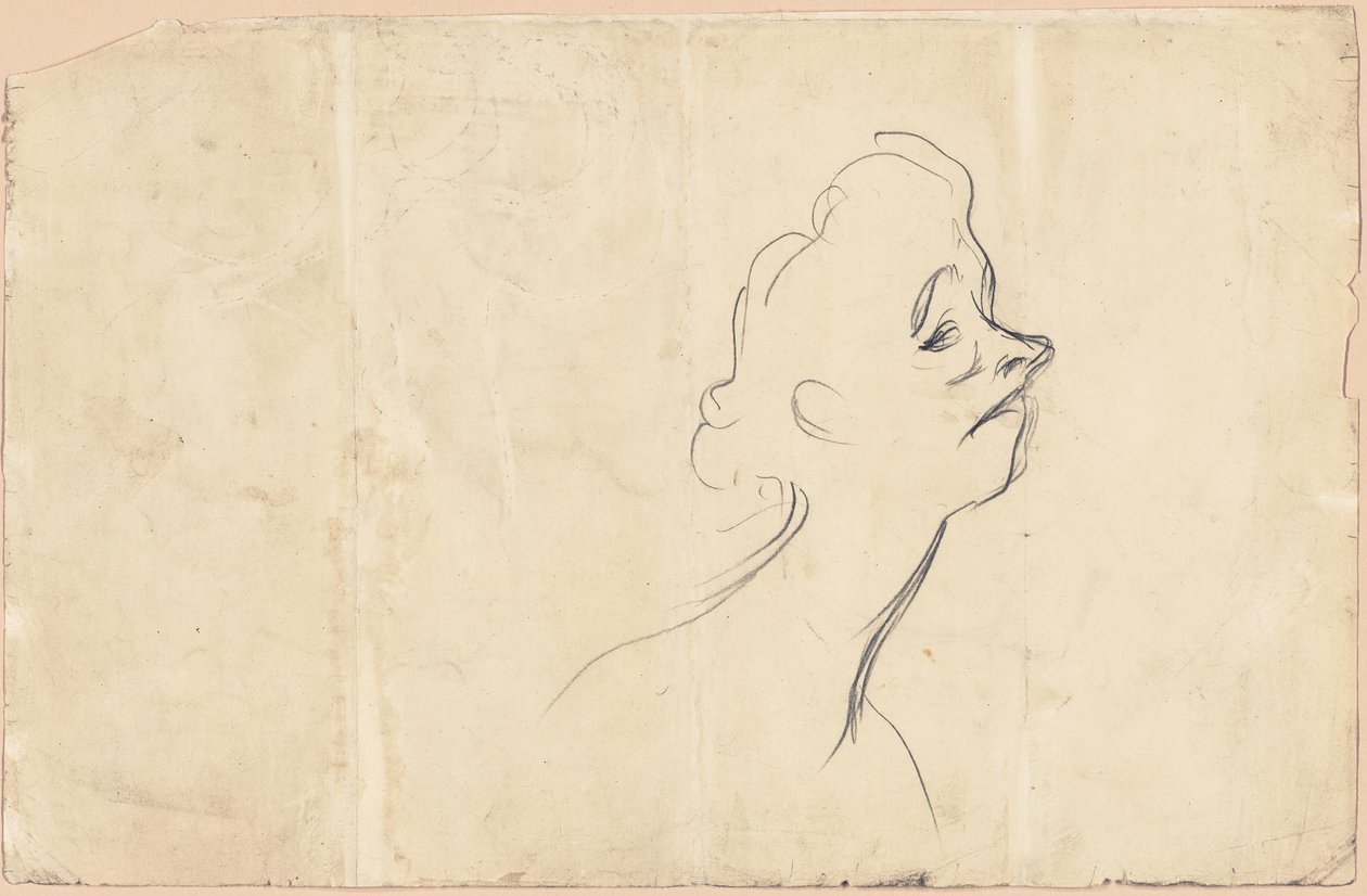 Yvette Guilbert (recto) Tříčtvrteční studie Yvette Guilbert (verso) od Henri de Toulouse-Lautrec