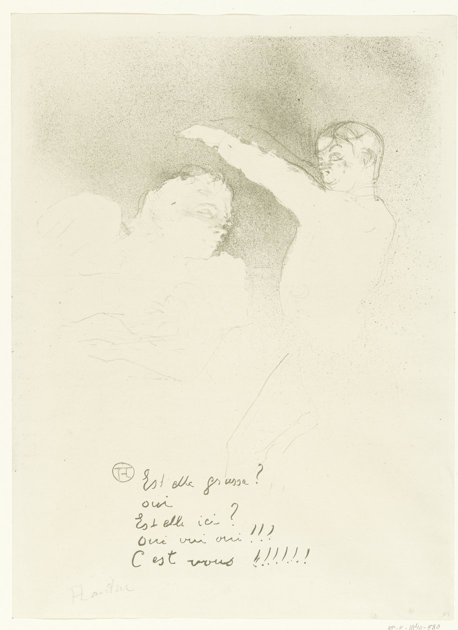 Portret van Marcelle Lender v odrůdě Albert Brasseur bij het U Mademoiselle Lender and Brasseur společnosti Variety od Henri de Toulouse Lautrec (signed by artist)