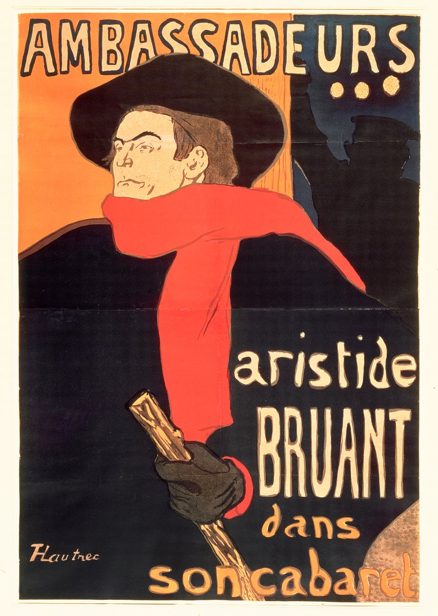 Velvyslanci: Aristide Bruant, 1892 od Henri de Toulouse Lautrec