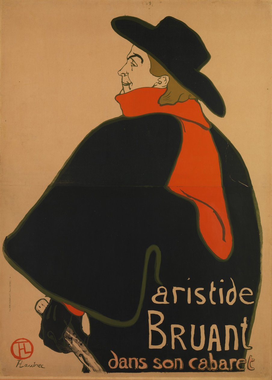 Aristide Bruant, v jeho kabaretu, 1893 od Henri de Toulouse Lautrec