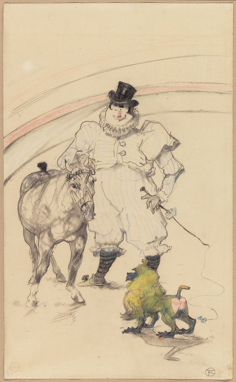 V cirkuse: Cvičený poník a pavián od Henri de Toulouse Lautrec