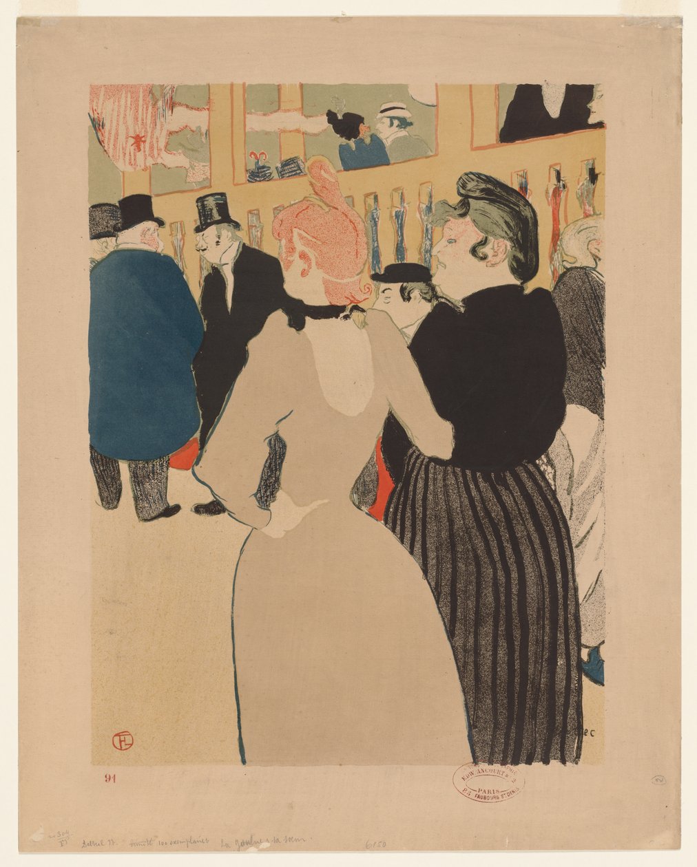 V Moulin Rouge: La Goulue a její sestra od Henri de Toulouse Lautrec