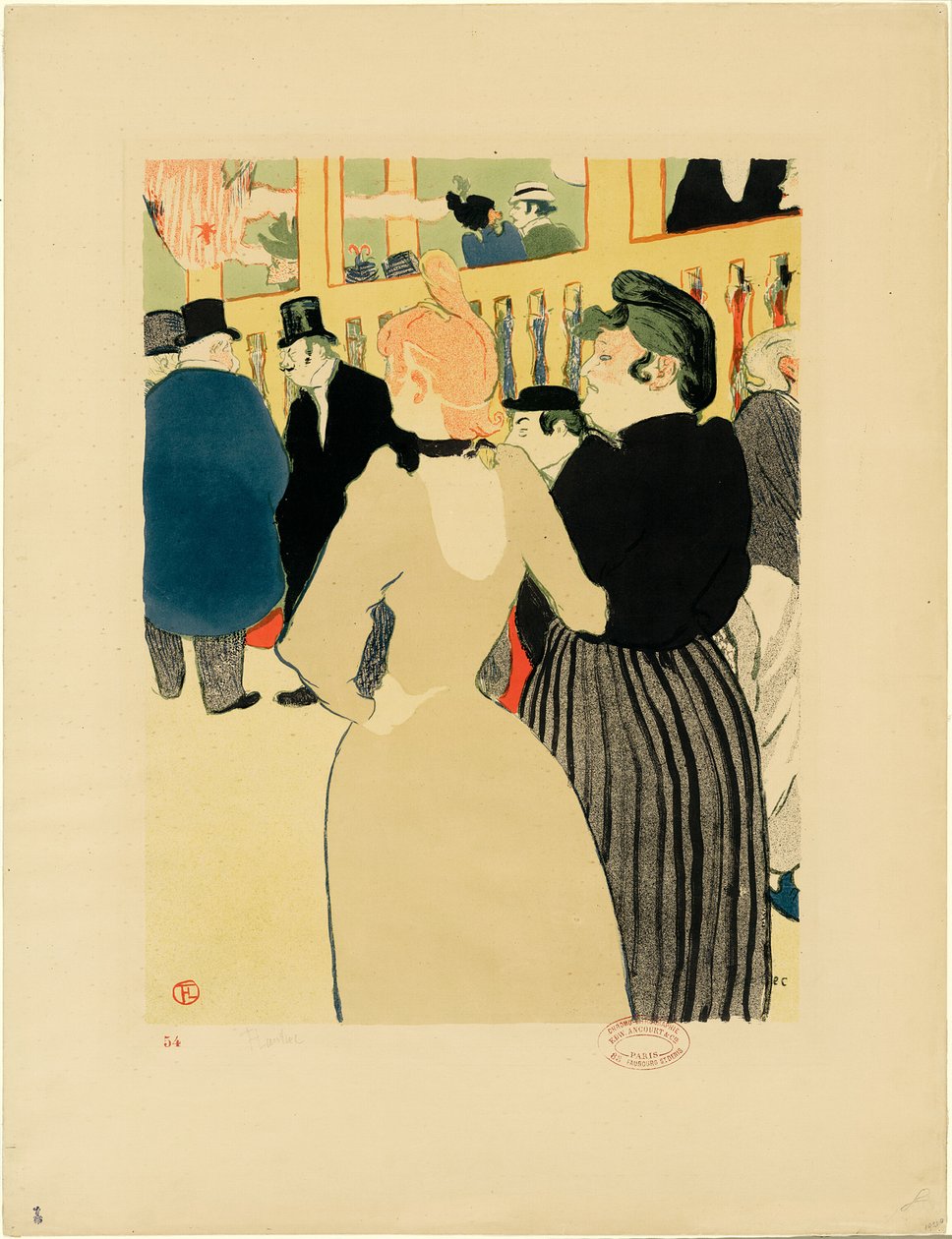 V Moulin Rouge, La Goulue a její sestra od Henri de Toulouse Lautrec
