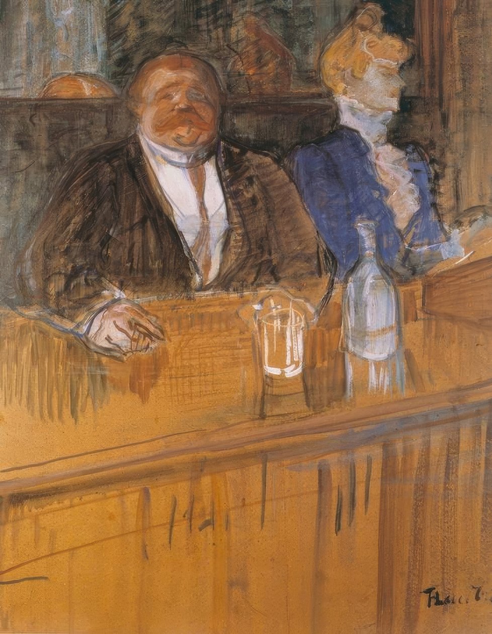 V kavárně: Spotřebitel a chlorotický pokladník od Henri de Toulouse Lautrec
