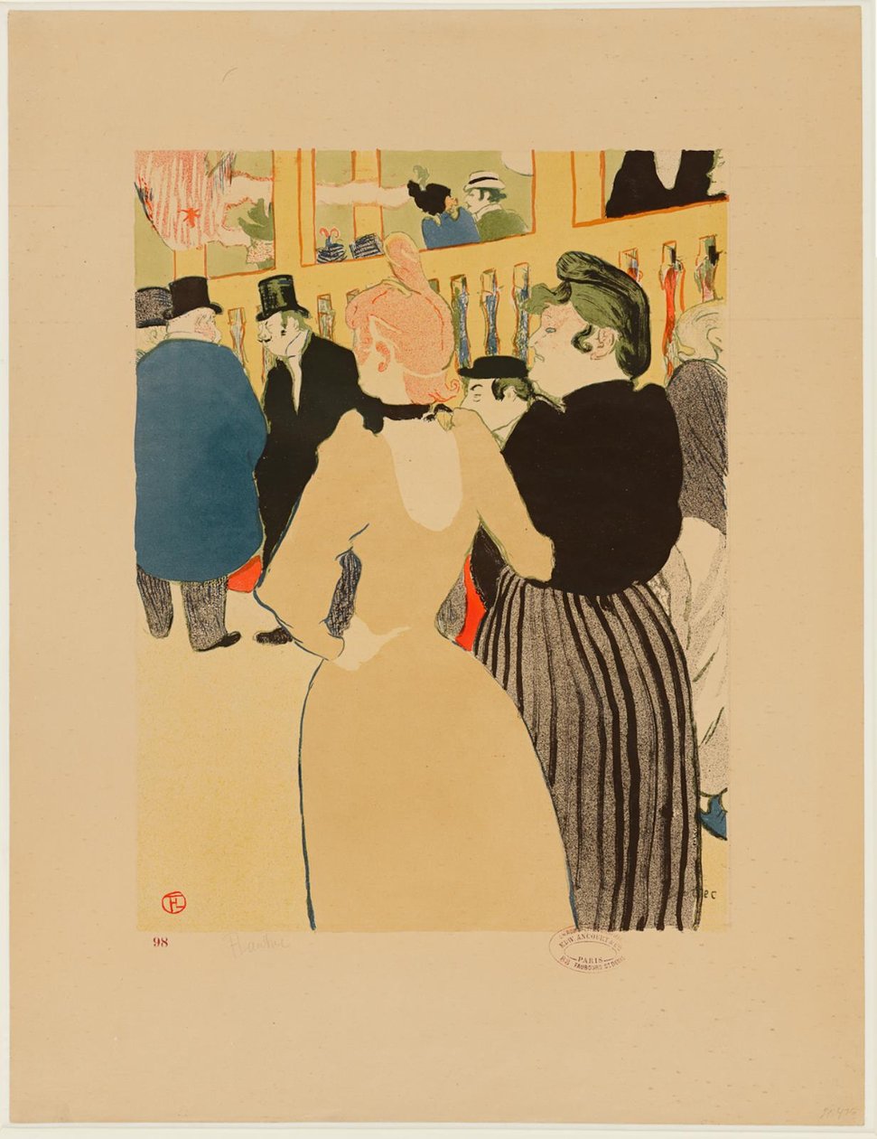 V Moulin Rouge, La Goulue a její sestra od Henri de Toulouse Lautrec