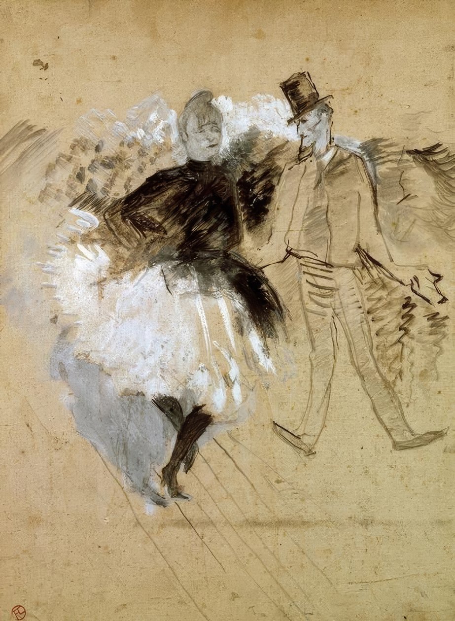 V Moulin de la Galette. La Goulue a Valentin the Boneless od Henri de Toulouse Lautrec