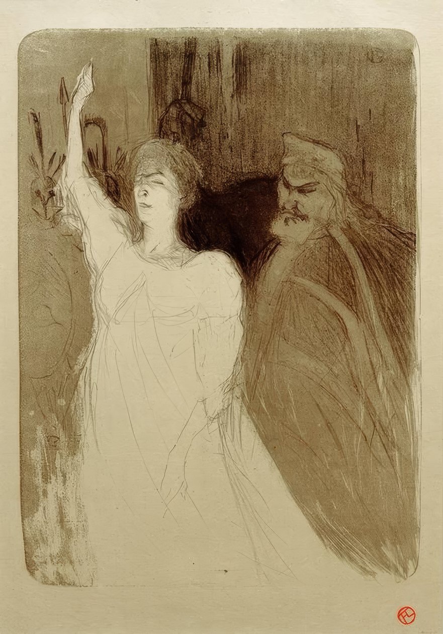 Bartet a Mounet-Sully v Antigoně od Henri de Toulouse Lautrec