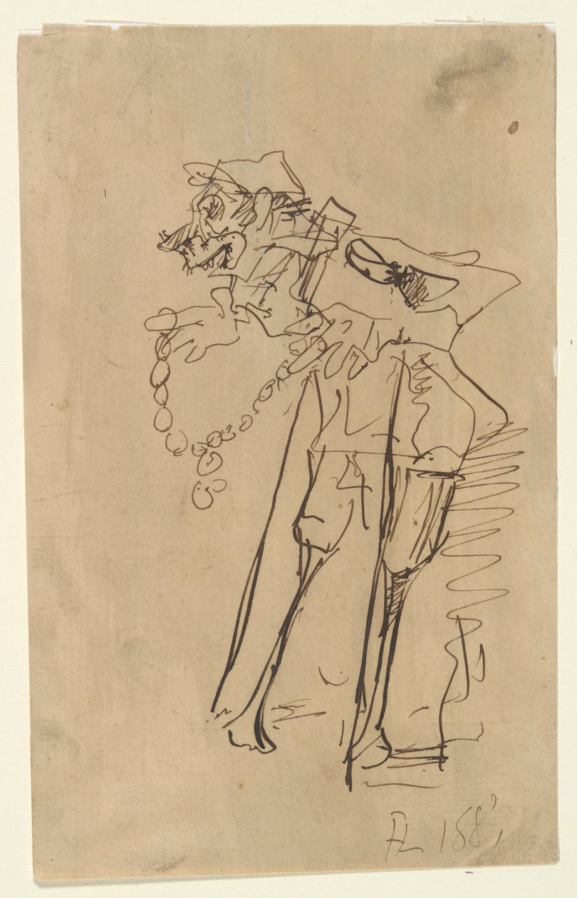 Karikatura vojáka držícího vyznamenání od Henri de Toulouse Lautrec