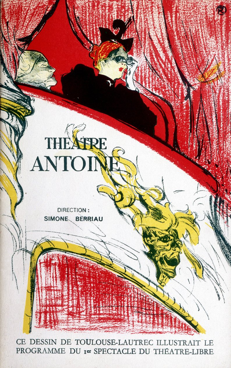 Obálka programu divadla Antoine, režie Simone Berriau, 1956. Ilustrace Toulouse Lautrec od Henri de Toulouse Lautrec