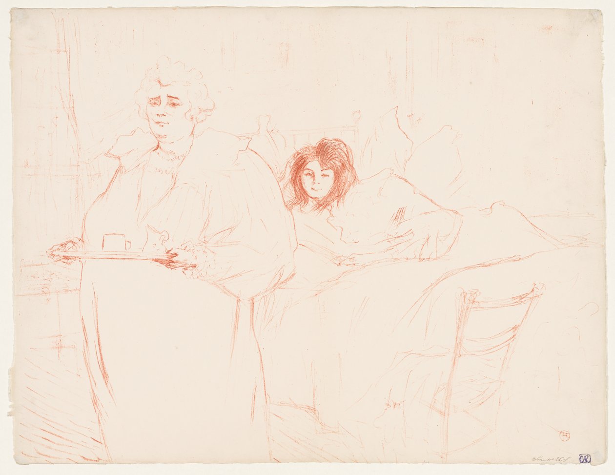 Elles: Žena nesoucí tác, Mme. Baron a Mlle. Popo od Henri de Toulouse Lautrec
